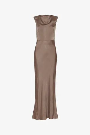 Whistles Womens Cowl-Neck Tie-Back Satin Maxi Dress