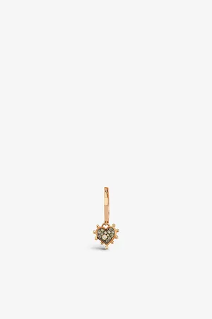 LA Maison Couture Womens Selda Heart 14ct Rose Gold, 0.07ct Brilliant-Cut Diamond and 0.02ct Brilliant-Cut White Diamond Huggie Earring