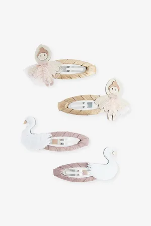MIMI & LULA Swanlake Clic Clacs Set Of Four Fabric Hair Clips