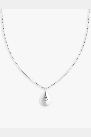Astrid & Miyu Womens Pear Charm -Plated Sterling-Silver and Cubic Zirconia Necklace
