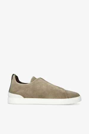 Ermenegildo Zegna Mens Triple Stitch Panelled Suede Low-Top Trainers