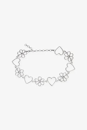The Kooples Womens Heart and Flowers Chain Belt