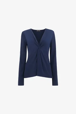 Whistles Womens Twist-Front Crinkled-Texture Woven Top