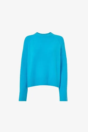 Whistles Womens Anna Ribbed-Sleeve Stretch-Knit Jumper