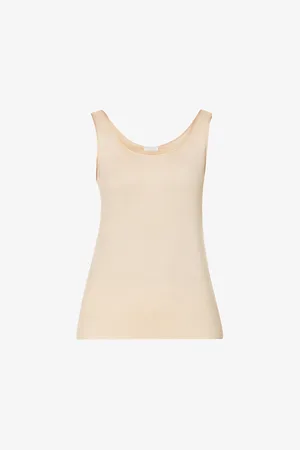 Hanro Womens Seamless Cotton-Jersey Vest Top