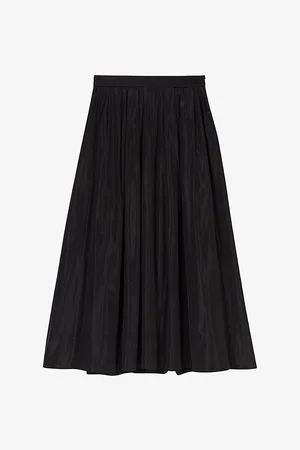 Maje Womens Flared-Skirt High-Rise Woven Maxi Skirt