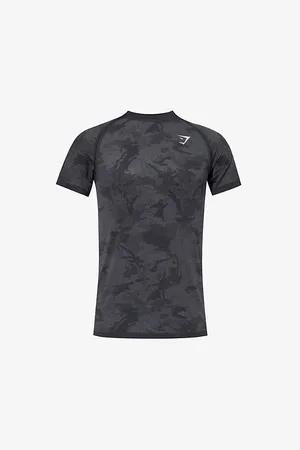 GymShark Mens Geo Seamless Logo-Embroidered Recycled Polyester-Blend T-Shirt