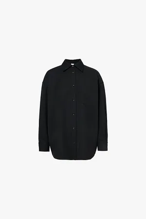 Bottega Veneta Womens Long-Sleeve Relaxed-Fit Wool-Twill Shirt