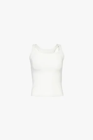 Adanola Womens Brand-Embroidery Ribbed Stretch-Woven Jersey Top