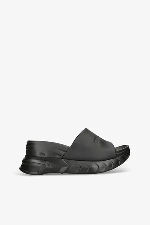 Givenchy Womens Marshmallow Logo-Debossed Low Leather Wedges