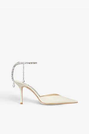 Jimmy Choo Womens Saeda 85 Crystal-Embellished Patent-Leather Courts