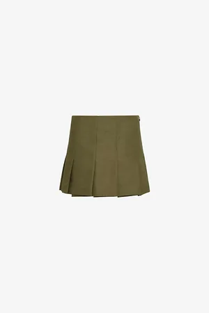 Prada Womens Technical Pleated Woven Mini Skirt