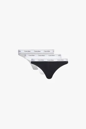 Calvin Klein Womens Modern Logo Low-Rise Pack Of Three Stretch-Cotton Thongs