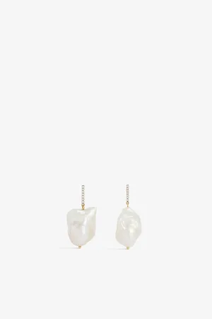 Mateo Baroque 14ct Yellow-Gold, Pearl and Diamond Drop Earrings