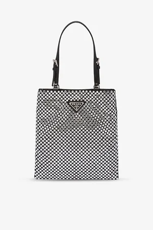 Prada Womens Crystal-Embellished Satin Shoulder Bag