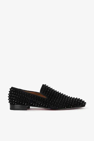Christian Louboutin Mens Dandelion Spikes Flat Veau Velour Loafers