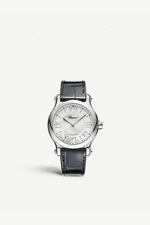 Chopard Happy Sport Medium Stainless Steel, Diamond and Croc-Embossed Leather Watch