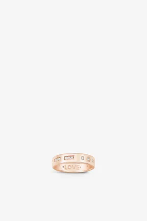 APM Monaco Womens Morse Code Love 18ct -Plated Brass and Zirconia Ring
