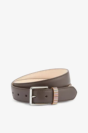 Paul Smith Mens Stripe-Pattern Leather Belt