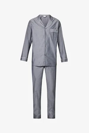 Zimmerli Mens Long-Sleeved Relaxed-Fit Cotton Pyjama Set