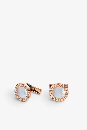 Bvlgari Mens 18ct Rose-Gold and Mother-Of-Pearl Cufflinks