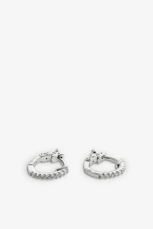 CARAT* London Womens Baby Sterling and Cubic Zirconia Hoop Earrings