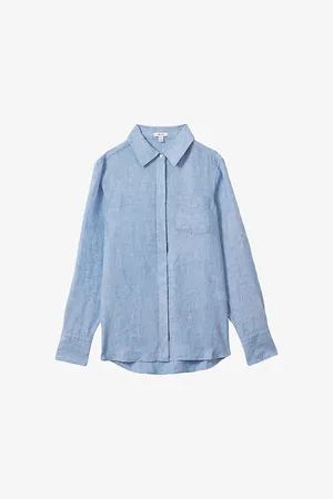 Reiss Womens Belle Relaxed-Fit Long-Sleeve Linen Shirt