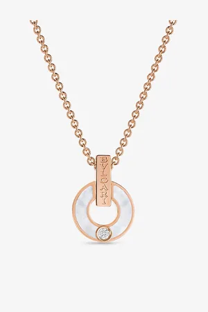 Bvlgari 18ct Rose-Gold With Mother Of Pearl and 0.06ct Diamond Necklace