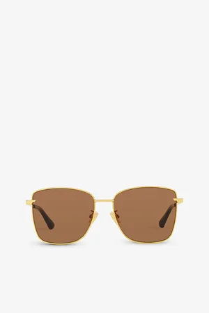 Bottega Veneta Womens Bv1237S Square-Frame Metal Sunglasses