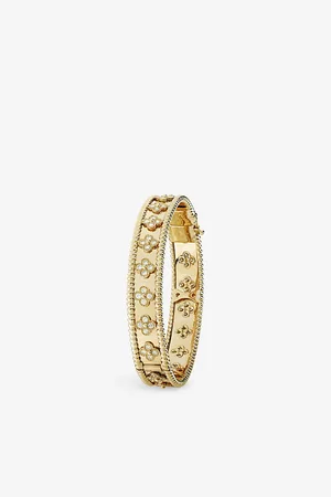 Van cleef Perlée Clover Medium Yellow-Gold and 1.78ct Brilliant-Cut Diamond Bracelet
