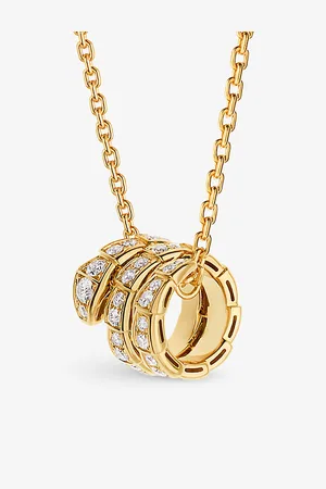 Bvlgari Serpenti Viper 18ct Yellow-Gold and 0.63ct Round-Cut Diamond Pendant Necklace