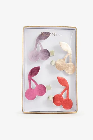 Meri Meri Cherry Pack Of Four Faux-Leather Hair Clips