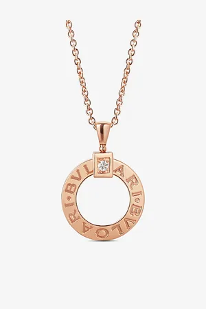 Bvlgari 18ct Rose-Gold and 0.07ct Round-Cut Diamond Pendant Necklace