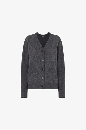 Whistles Womens Relaxed-Fit Pocket-Embroidered Wool Cardigan