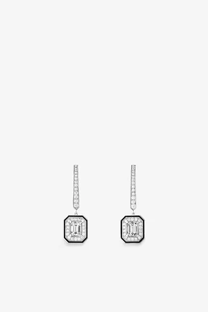 Boucheron Vendôme Liseré 18ct White-Gold, 0.6ct Emerald-Cut and 0.4ct Brilliant-Cut Diamond Earrings