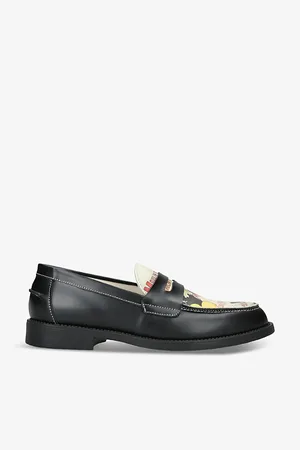 Duke & Dexter Mens Wilde Moulin-Print Leather Loafers