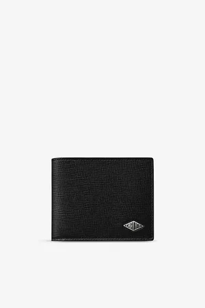 Cartier Womens Losange Logo-Plaque Grained Leather and Palladium Wallet