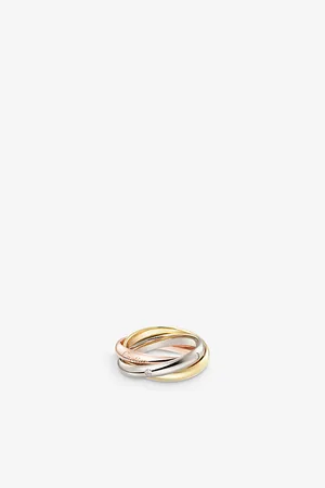 Cartier Trinity Medium 18ct White-Gold, Yellow-Gold, Rose-Gold and 0.06ct Round-Brilliant Diamond Ring