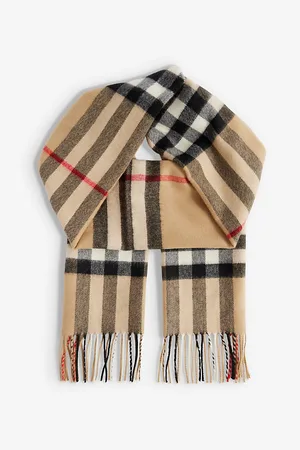Burberry Giant Check Fringed Cashmere Scarf