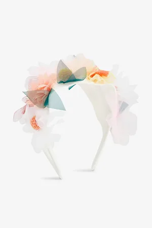 Meri Meri Floral and Pom-Pom Organza and Mesh Headband