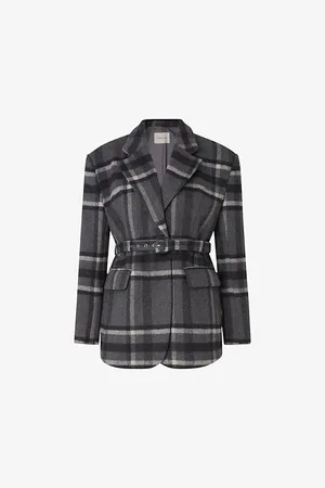 By Malina Womens Sophie Checked Wool-Blend Jacket