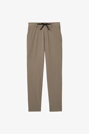Reiss Mens Split Drawstring-Waist Straight-Leg Stretch-Woven Trousers