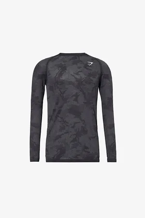 GymShark Mens Geo Seamless Logo-Print Stretch-Woven T-Shirt