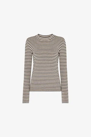 Whistles Womens Striped Round-Neck Cotton-Blend Knitted Jumper