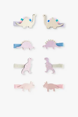 MIMI & LULA Dino Pack Of Eight Fabric Hair Clips