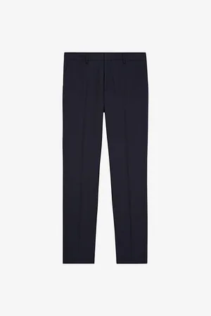 The Kooples Mens Front Crease Mid-Rise Slim-Fit Wool Trousers