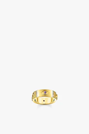 Thomas Sabo Womens Cosmic 18ct Yellow-Gold Sterling Silver and Zirconia Band Ring