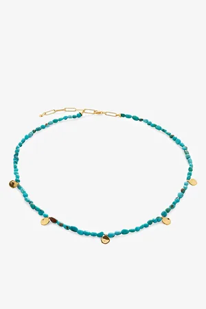 Monica Vinader Womens Rio Mini 18ct -Plated Vermeil Sterling-Silver and Turquoise Beaded Bracelet