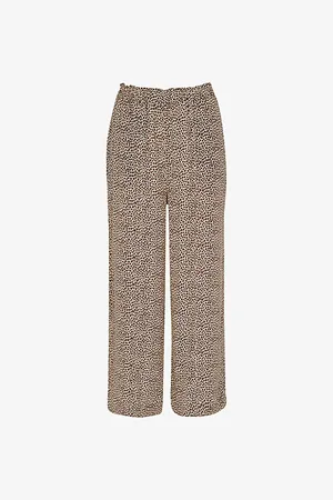 Whistles Womens Dashed Leopard-Print Relaxed-Fit Woven Trousers