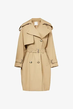Sportmax Womens Ricamo Double-Breasted Regular-Fit Cotton Coat